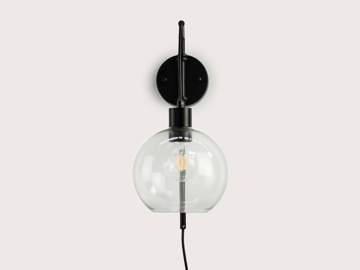 Frankie Swing Arm Wall Light with 20cm Apothecary Round Glass Shade