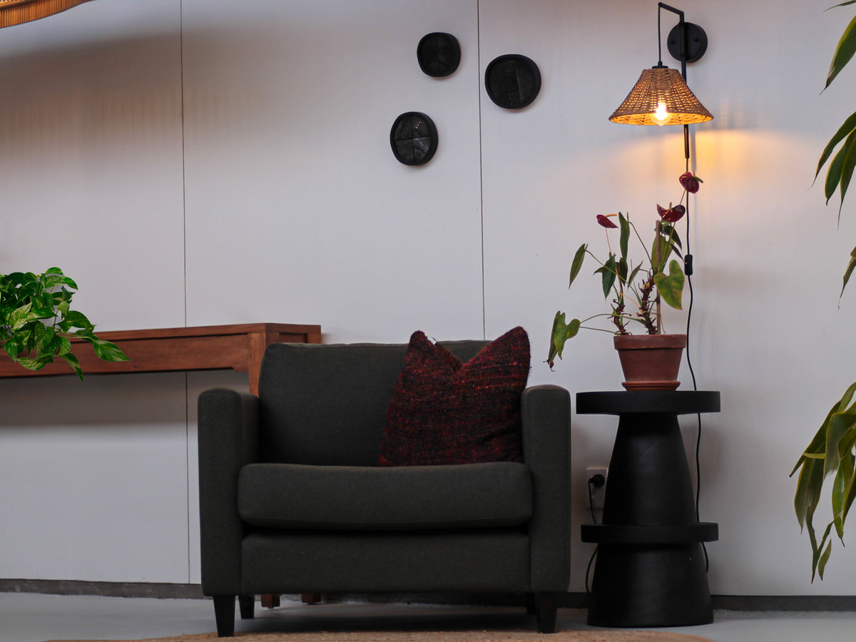 Frankie Swing Arm Wall Light with Calais Rattan Shade