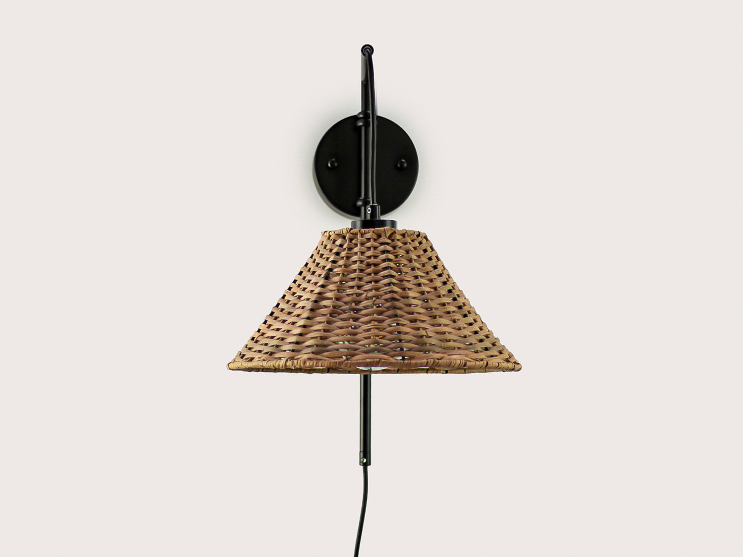 Frankie Swing Arm Wall Light with Calais Rattan Shade