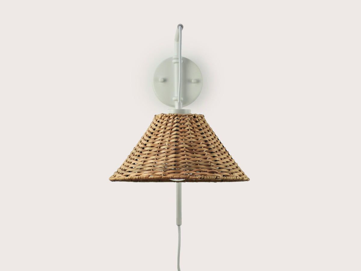 Frankie Swing Arm Wall Light with Calais Rattan Shade
