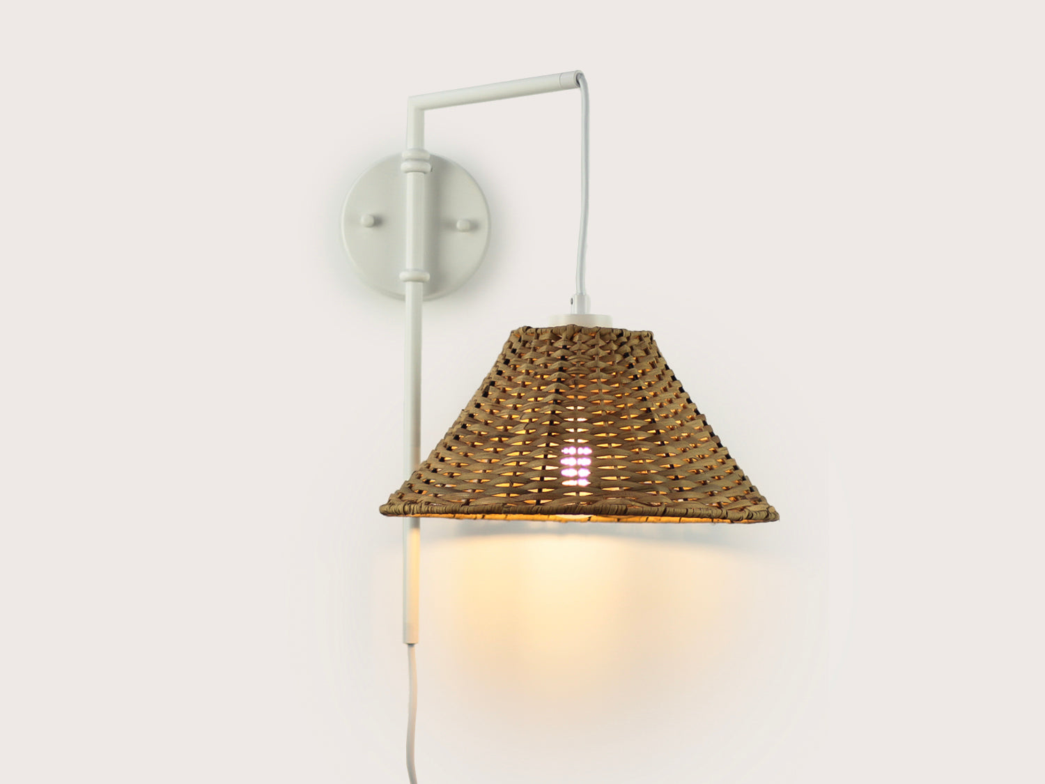 Frankie Swing Arm Wall Light with Calais Rattan Shade