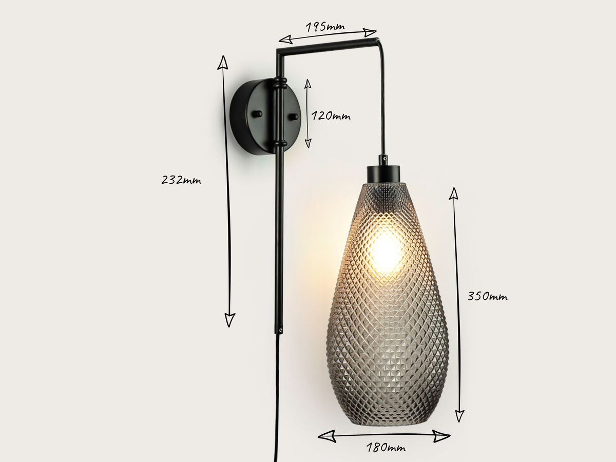 Frankie Swing Arm Wall Light with Basil Glass Shade