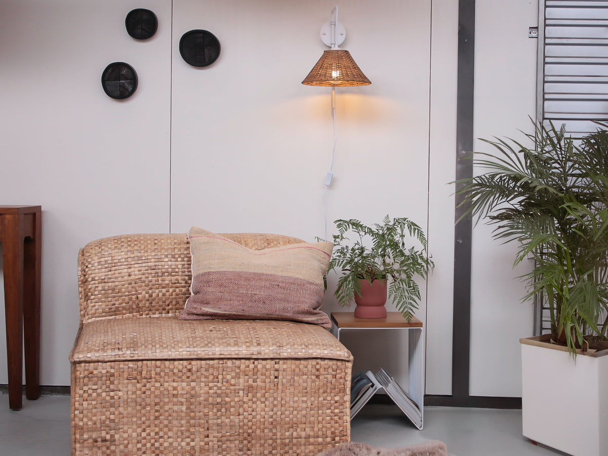 Frankie Swing Arm Wall Light with Calais Rattan Shade