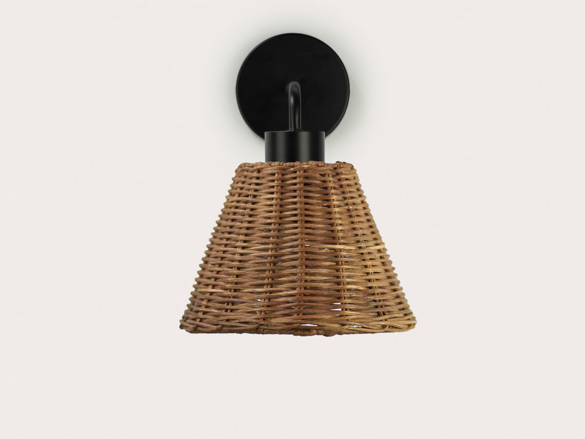 Fergus Wall Light with Petit Rattan Shade