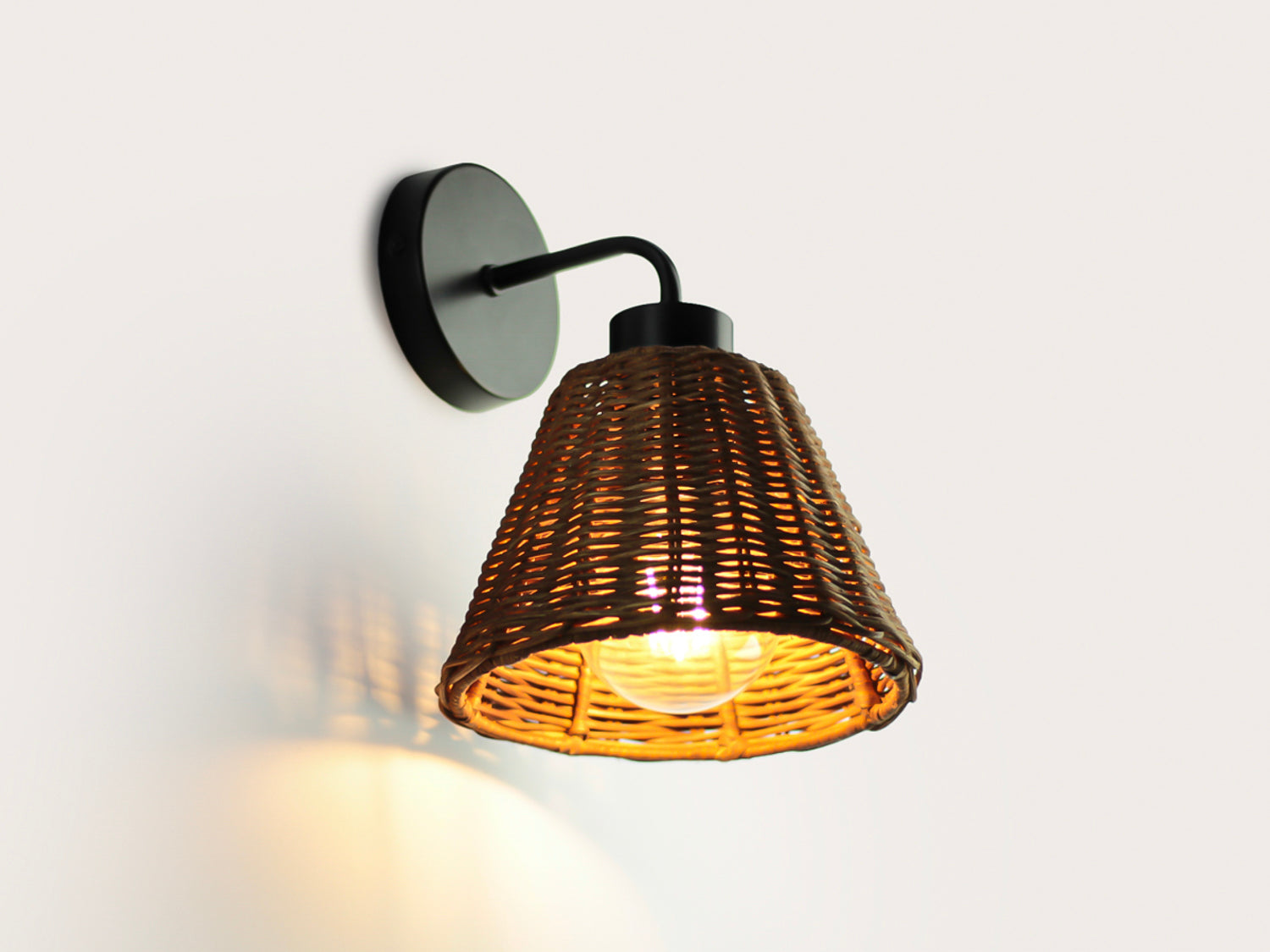 Fergus Wall Light with Petit Rattan Shade