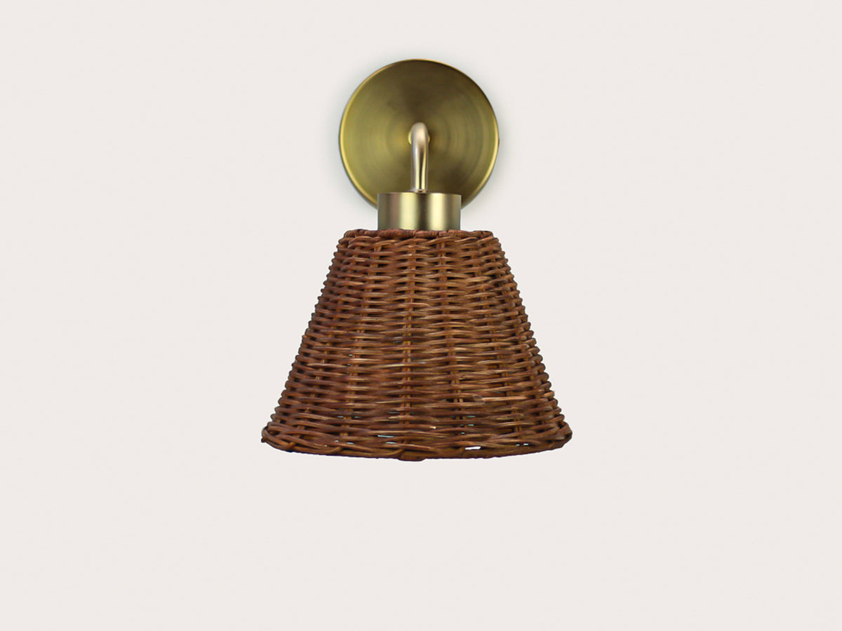 Fergus Wall Light with Petit Rattan Shade