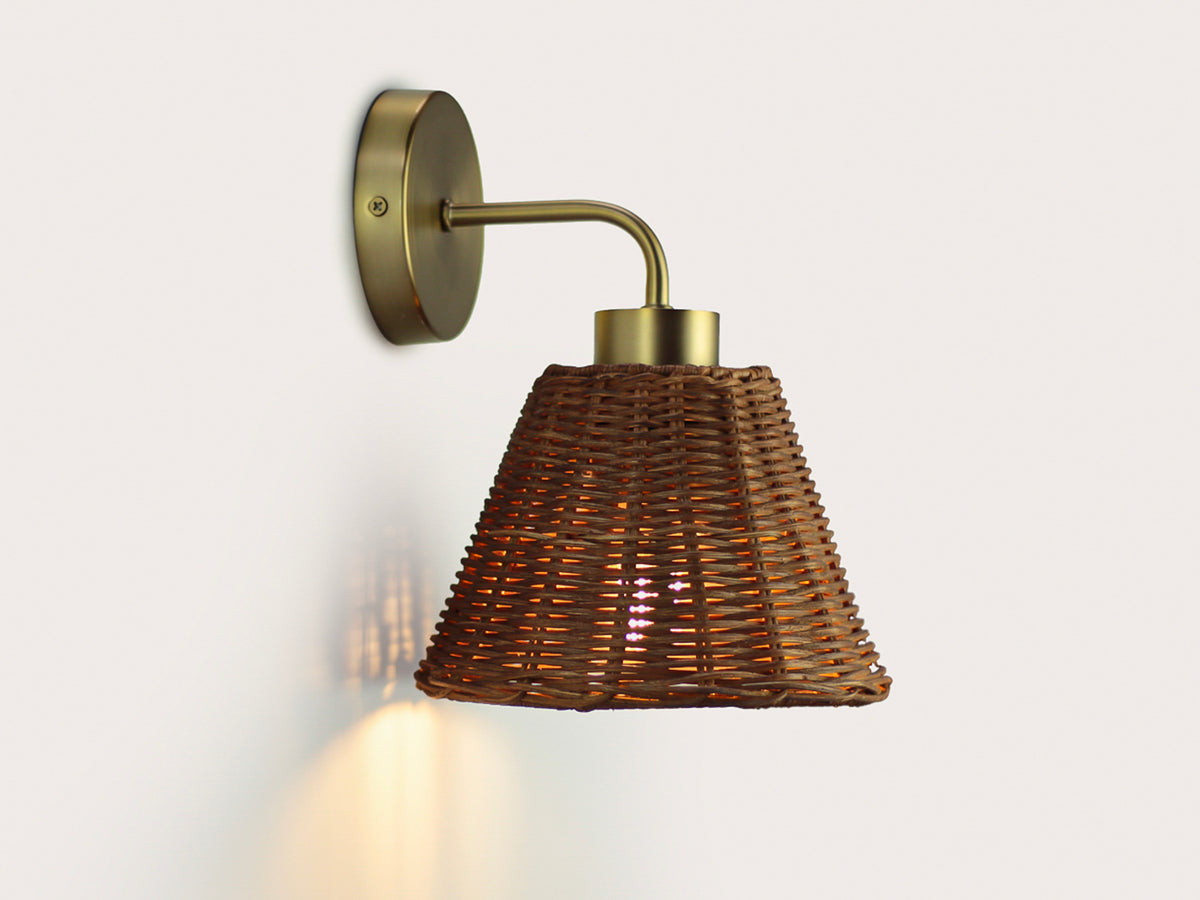 Fergus Wall Light with Petit Rattan Shade