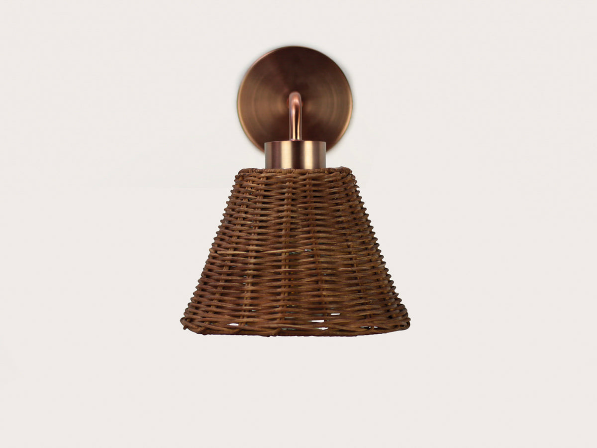 Fergus Wall Light with Petit Rattan Shade