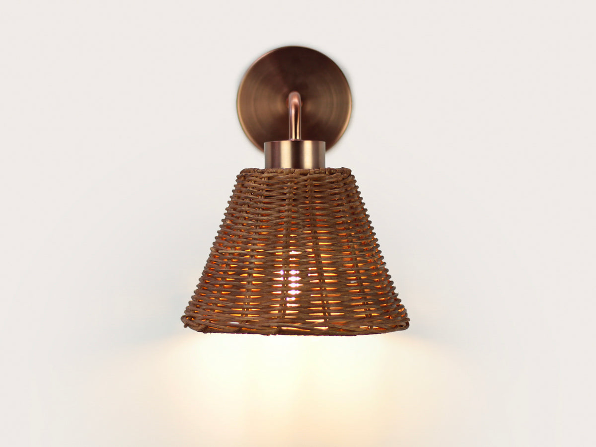 Fergus Wall Light with Petit Rattan Shade