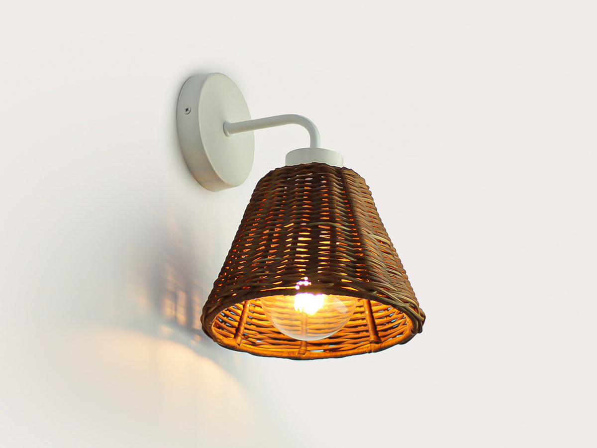 Fergus Wall Light with Petit Rattan Shade