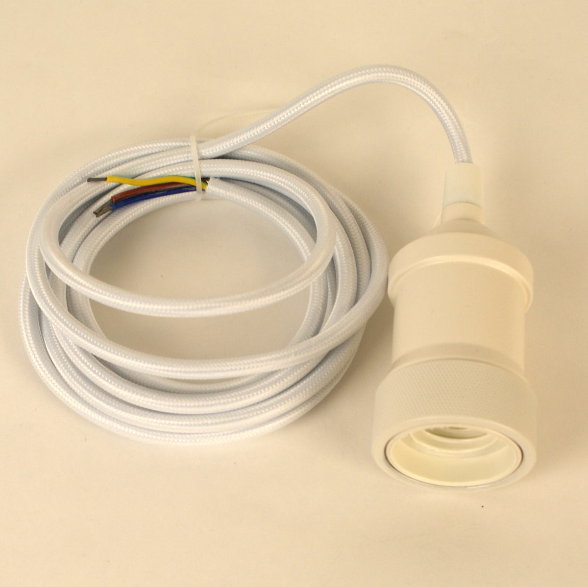 White Vintage Bare Bulb Pendant