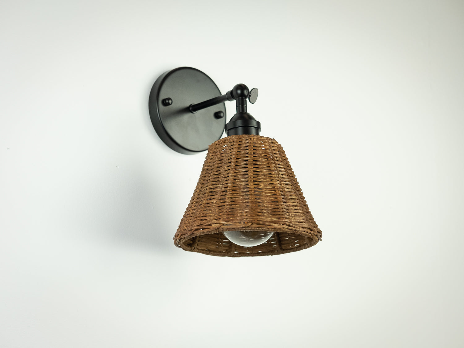 Vintage Wall Light with Petit Rattan Shade