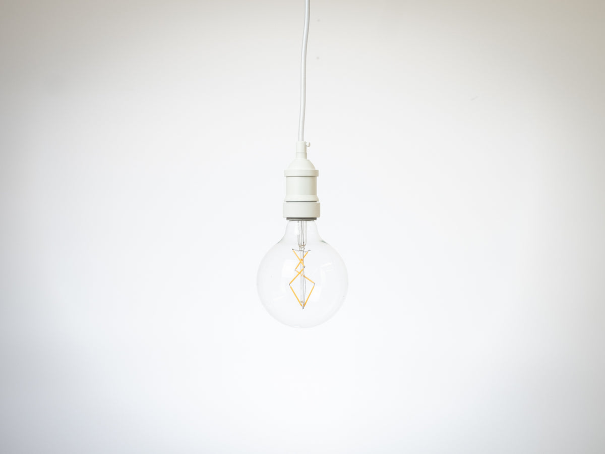 White Vintage Bare Bulb Pendant