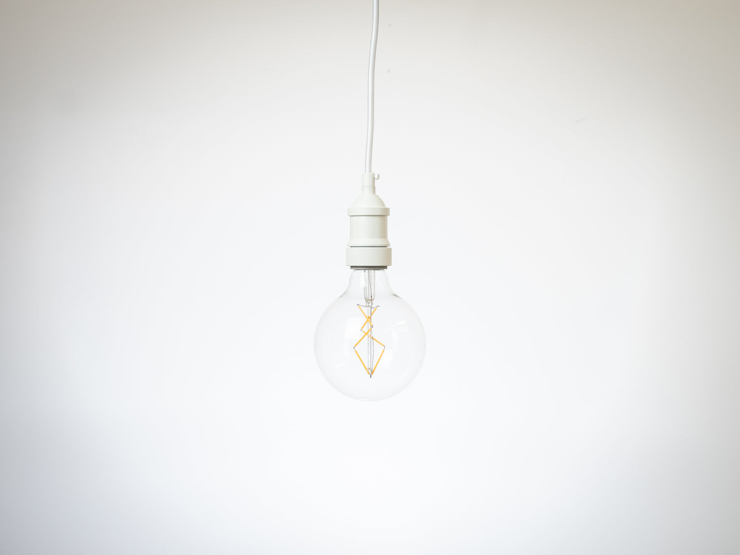 White Vintage Bare Bulb Pendant