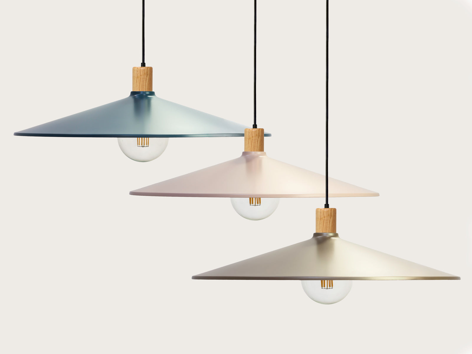 Coloured 60cm Metal Shade Wooden Pendant - Perfectly Imperfect!