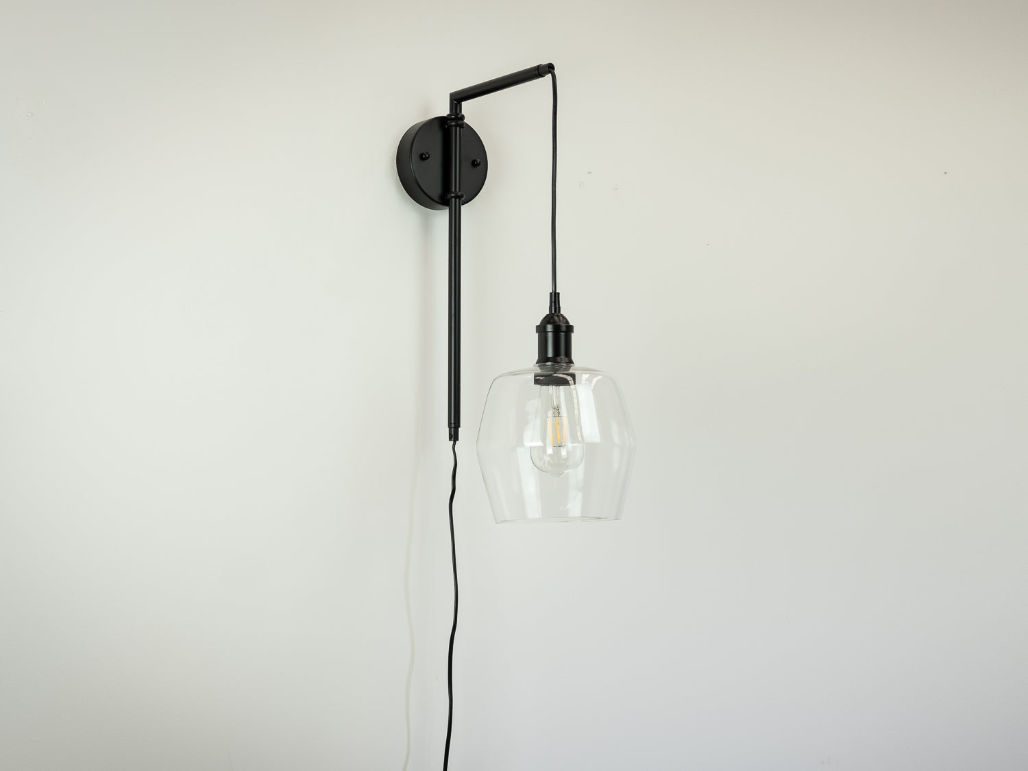 Frankie Swing Arm Wall Light with Fred Glass Shade