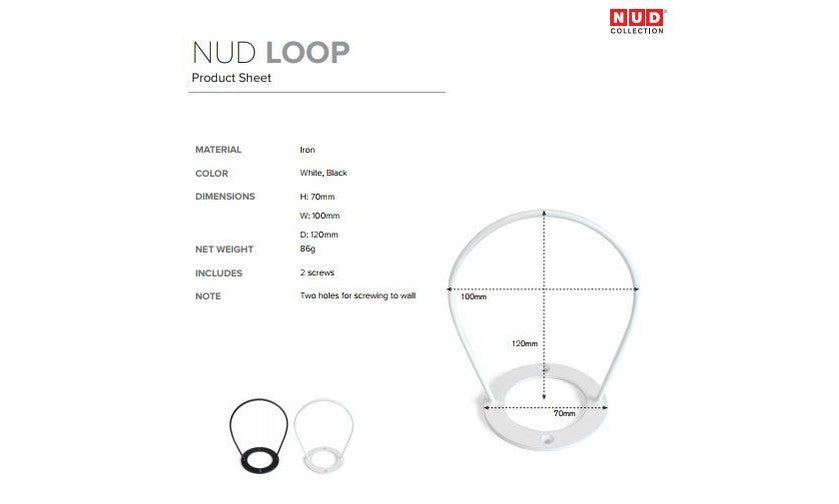 NUD Loop Wall Bracket - Black or White - img5b358806b3265